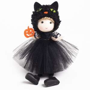 16 cm magas fekete macska jelmezes kislány textil dekoráció 86804901 