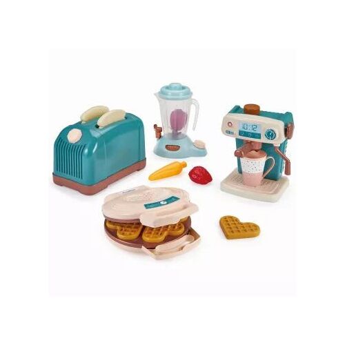 Écoiffier 4-u-1 set kuhinjskih aparata za igru koji uključuje toster, blender, aparat za vafle i aparat za kavu.