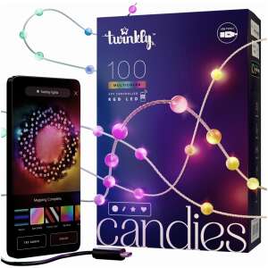 Luminițe de Crăciun Twinkly Candies 100 LED, multicolore, controlate prin aplicație, RGB LED, 6m - Ghirlande luminoase
