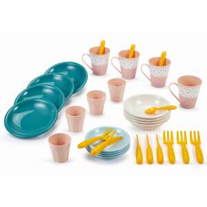 Zestaw do zabawy w jedzenie Écoiffier 32 elementy, zawiera talerze, miski, kubki, widelce, noże i łyżki, idealny dla dzieci do zabawy w gotowanie i jedzenie - Ecoiffier Przybory kuchenne do zabawy