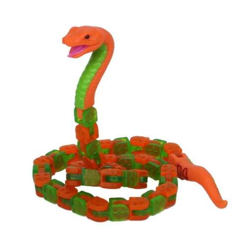 Zing Toys Klixx Creaturez Python - Играчка змия в оранжево и зелено, 24 инча дължина, над 200 точки на артикулация, играчка за стоп-моушън, играчка за fidget