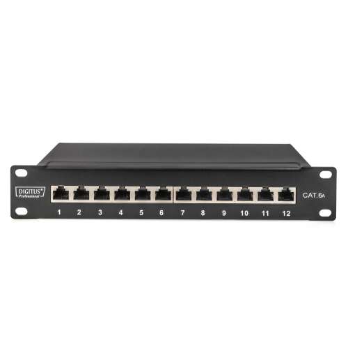 Digitus DN-91612S-EA 10" 12-Port CAT 6A Patchpanel, Vorderansicht