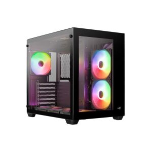 Aerocool Dryft V2 Schwarzes PC-Gehäuse mit gehärtetem Glas und RGB-Lüftern - Aerocool Computergehäuse