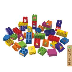 BiOBUDDi Lerne bauen 40-teiliger Baustein-Set, bunt, umweltfreundlich, pflanzenbasiert, Lernspielzeug für Kleinkinder und Vorschulkinder - BiOBUDDi