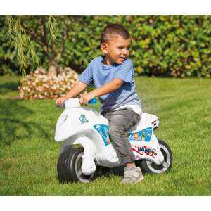 Fisher-Price My First Moto, white and blue toy motorcycle, child riding on grass - Kids' Motorcycle