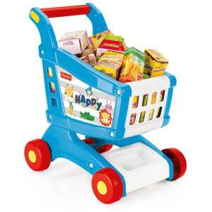 Happy Shopping Cart, blue and white toy shopping cart with pretend food, for kids - Shop Playset, Shopping