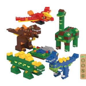 BiOBUDDi Dinosaurier-Welt Bausteine Set, 5 verschiedene Dinosaurier, leuchten im Dunkeln, 500 Teile, ab 4 Jahren - BiOBUDDi