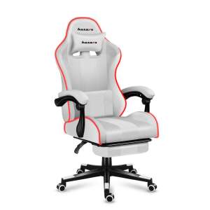 Huzaro Force 4.7 Gaming Stuhl - Weiß mit roter Zierleiste, Abgewinkelte Ansicht - Kinder & Jugendmöbel