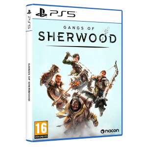 Okładka gry wideo Gangs of Sherwood na PS5 z postaciami Robin Hooda, Marian, Tucka i Little Johna - Gra na konsole i PC