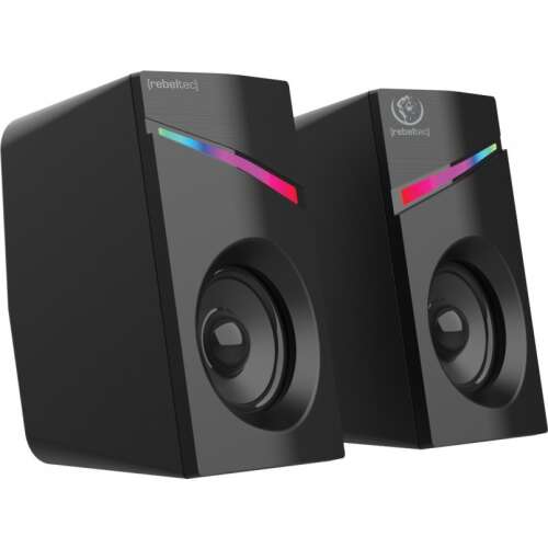 Rebeltec POP 2.0 schwarze 2.0 Stereo-Lautsprecher mit RGB-LED-Hintergrundbeleuchtung