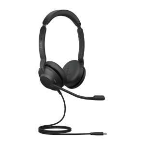 Кабелна слушалка Jabra Evolve2 30 SE USB-C, черна, гледка под ъгъл - Слушалки