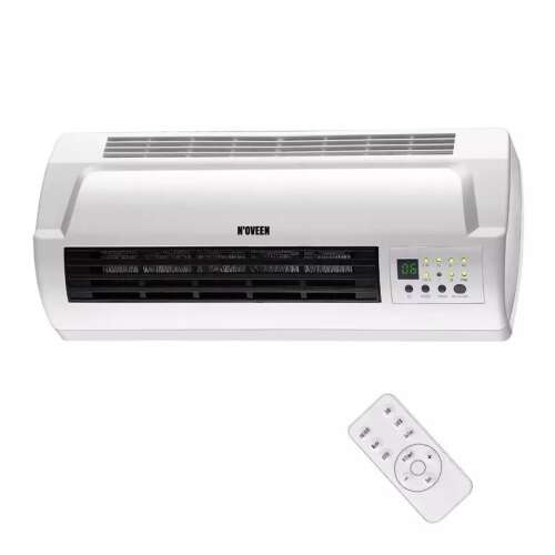Стенен вентилатор 2000W Noveen, LED дисплей и термостат, Нагревателен елемент PTC, HC2000, Бял (HC2000)