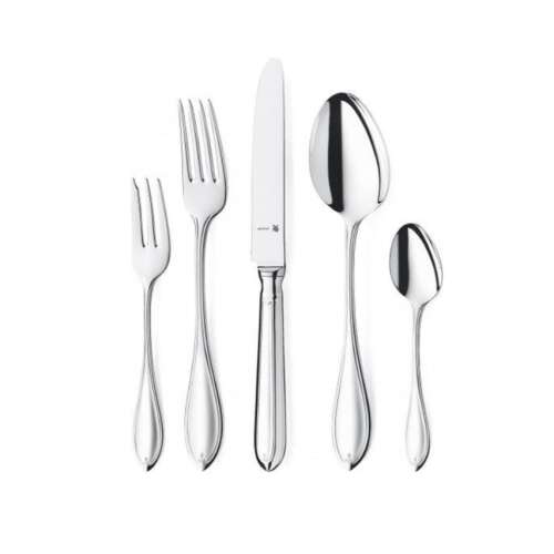 Set de tacâmuri WMF Premiere 30 piese, include 6 furculițe de masă, 6 cuțite de masă, 6 linguri de masă, 6 lingurițe de cafea, 6 furculițe de tort