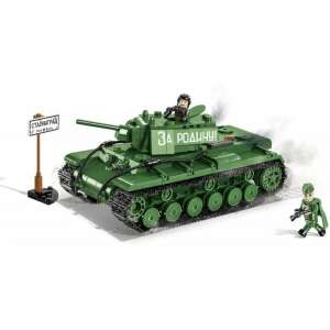 Cobi KV-1 nehéz harckocsi építő készlet, 656 darab, II. Világháborús történelmi gyűjtemény, összeszerelt tank figurákkal és útjelelő táblával - Cobi
