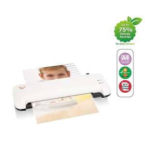 Laminator Peach Premium PL750 A4, biały, z laminowanym dokumentem - Technologia biurowa