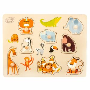 Felülnézet a Smily Play Safari állatos puzzle-ről, fa puzzle kisgyermekeknek - Smily Play