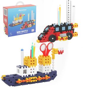 Marioinex Mini Waffle építőkocka ceruzatartó, hajó és autó modellek - Marioinex