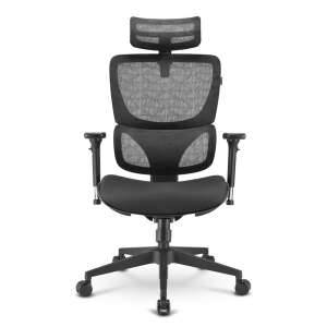 Sharkoon OfficePal C30 Bürostuhl, schwarz, ergonomisches Design, Mesh-Rückenlehne, verstellbare Kopfstütze, Armlehnen und Lendenwirbelstütze - Büromöbel