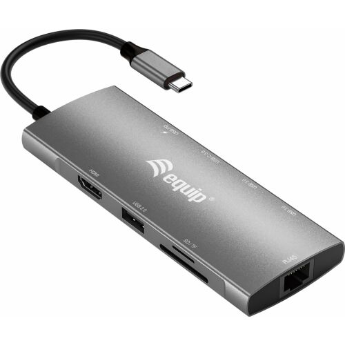 Equip 133490 USB-C Hub több porttal: HDMI, USB 3.0, USB 2.0, SD/TF, Ethernet