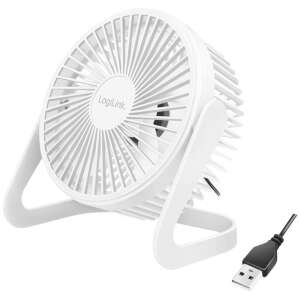 LogiLink UA0403 fehér asztali ventilátor, elülső nézet USB kábellel - Logilink