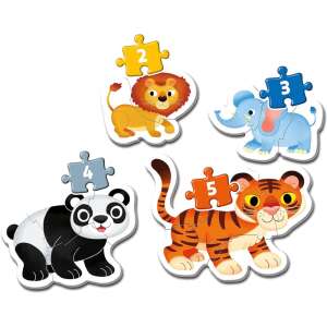 Clementoni Első kirakóm Super Color 4 darabos kirakó 2 éves kortól, tigris, oroszlán, elefánt, panda kirakó - Baba puzzle