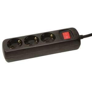 LogiLink LPS206B 3-way extension cord with switch, black - Electrical Installation