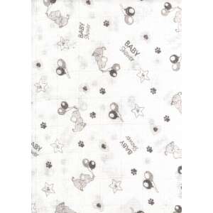 Mintás textil pelenka, 1 darabos, fehér, szürke elefánt mintával - Textil pelenka