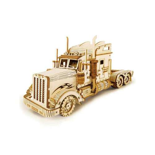 Wooden 3D model truck, assembled, fire design, ROKR brand