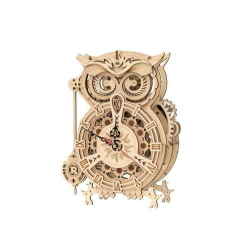 Robotime Rokr 3D Holzmodell Bausatz Eulen-Uhr