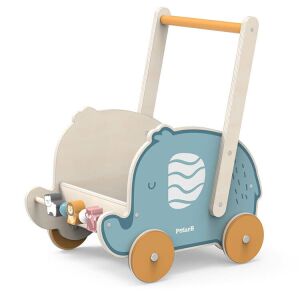 Viga PolarB Elefant Lauflernhilfe, hölzerner Lauflernwagen mit Spielzeugaufbewahrung - Babywalker, Lauflernhilfen und Entwicklungsspiele für Kleinkinder