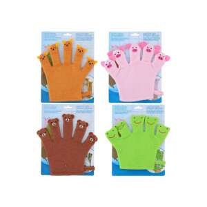 4 féle állatos mosogatókesztyű szett, medve, róka, béka és disznó mintával - Baba Fürdetés & Ápolás