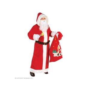 Costum de Moș Crăciun pentru adulți, catifea roșie, haină lungă cu glugă cu garnitură de pluș, curea și un sac de cadouri - Accesorii pentru îmbrăcăminte