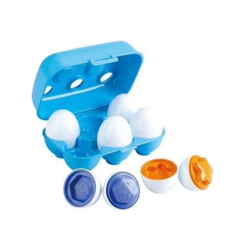 Ouă Playgo cu sortare de forme în culori curcubeu, o jucărie distractivă și educativă pentru copii mici, cu șase ouă colorate cu diferite forme și numere de potrivire