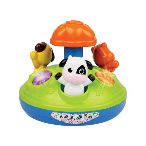 Winfun Animal Friends Spinner, въртяща се играчка с животни от фермата, развиваща играчка за бебета, играчка за бебета с светлини и звуци