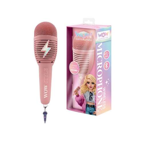 Rózový bezdrôtový karaoke mikrofón WOW Generation s funkciou nahrávania, bluetooth a čistým zvukom