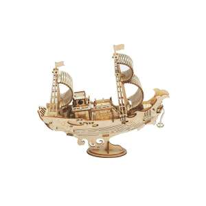 Kit model 3D din lemn al unei bărci de pescuit japoneze, asamblat - Puzzle 3D