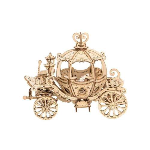 Wooden 3D puzzle model of a pumpkin carriage