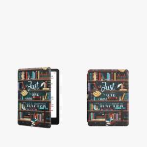 Калъф за Kindle Paperwhite 11-то поколение, Kwmobile, Just One More Chapter, дизайн на библиотека, черен, многоцветен - Технически статии и електроника