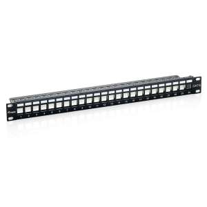 Equip 24 portos Cat.6 árnyékolt patch panel, 1U, 19 hüvelyk, fekete - Patch panel