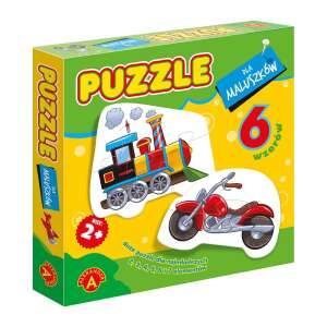 Alexander Fahrzeuge 6-teiliges Puzzle für Kleinkinder, mit einem Zug und einem Motorrad, 2-7 Teile pro Puzzle - ALEXANDER