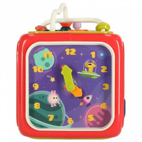 Ikonka Red Activity Cube with Clock Face and Sensory Details