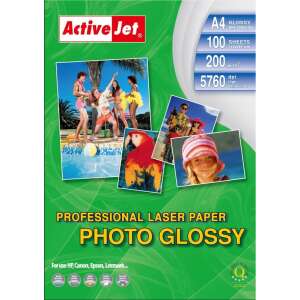 ActiveJet AP4-200G100L A4 Fotopapier glänzend 100 Blatt, 200g/m2, 5760dpi, Professionelles Laserpapier, für HP Canon Epson Lexmark - Fotopapiere