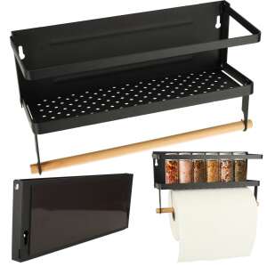 Magnetic refrigerator shelf for spices and kitchen towel, 2-in-1 organizer - Kitchen storage rack
