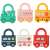 Set of 6 colorful toy cars with locks, Montessori educational toy for toddlers