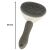Self-cleaning pet brush for dogs and cats with sizing information