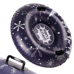 Inflatable snow tube with snowflake design, black and white, for snow tubing - Sled