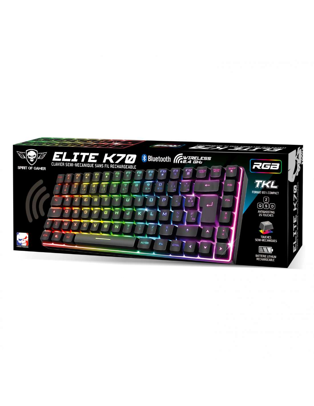 Spirit of Gamer Elite K70 TKL Félmechanikus Vezeték nélküli RGB B...