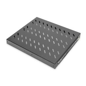 Digitus DN-19 TRAY-2-600-SW 10" Rack-Schrank-Regal 1U - Grau, schräge Ansicht - Digitus
