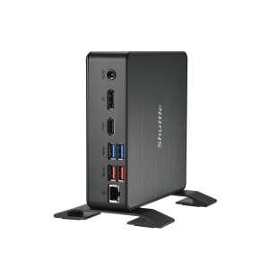 Shuttle NC40U Mini PC bočný pohľad na porty so stojanom - Barebone PC