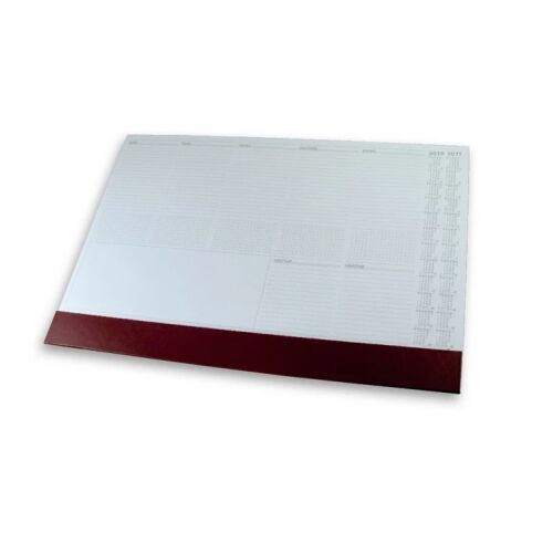 Table elbow with white plates and burgundy leatherette strip 570 x 390 mm realsystem 2024.